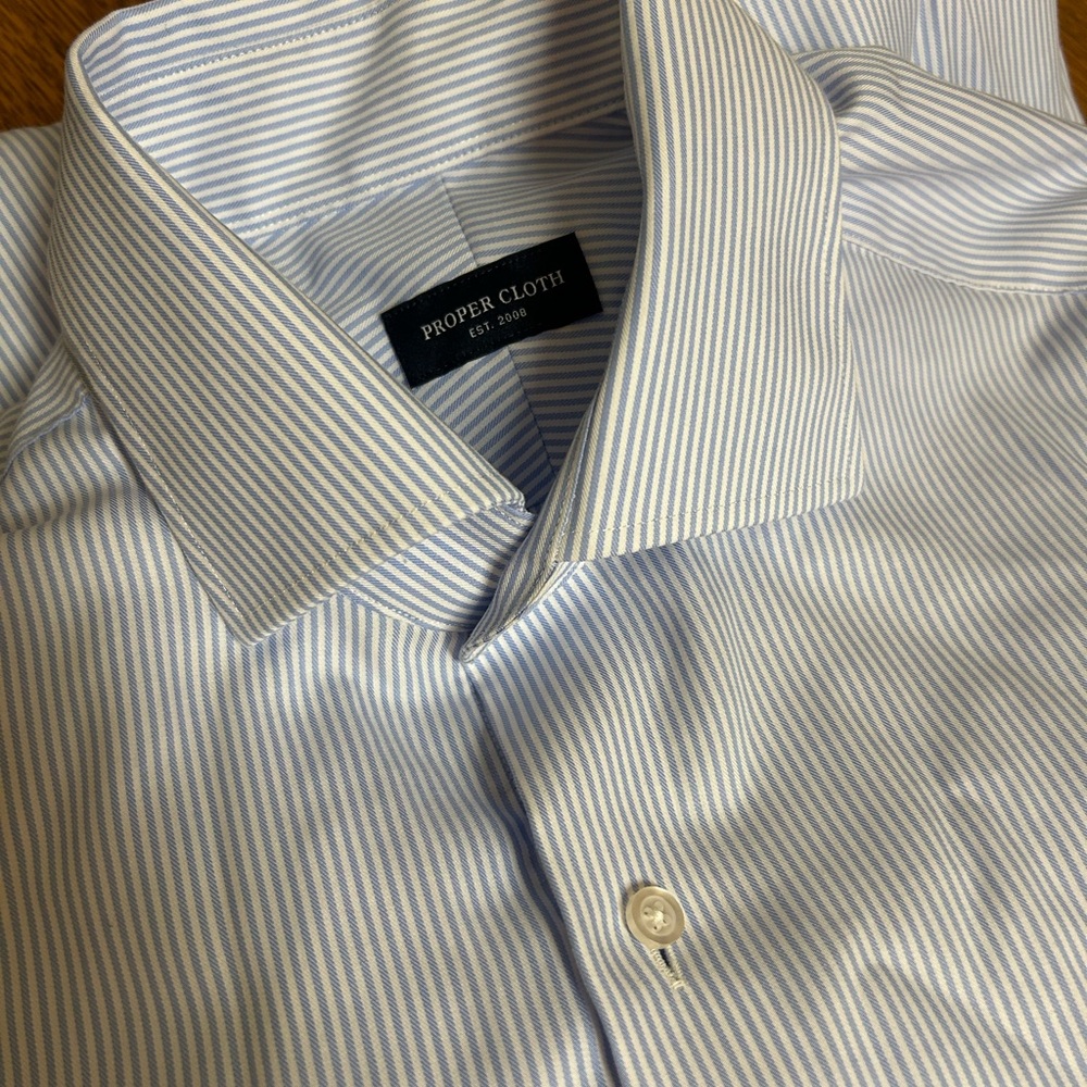 Proper Cloth Blue Striped Men's Dress  Shirt 16-33